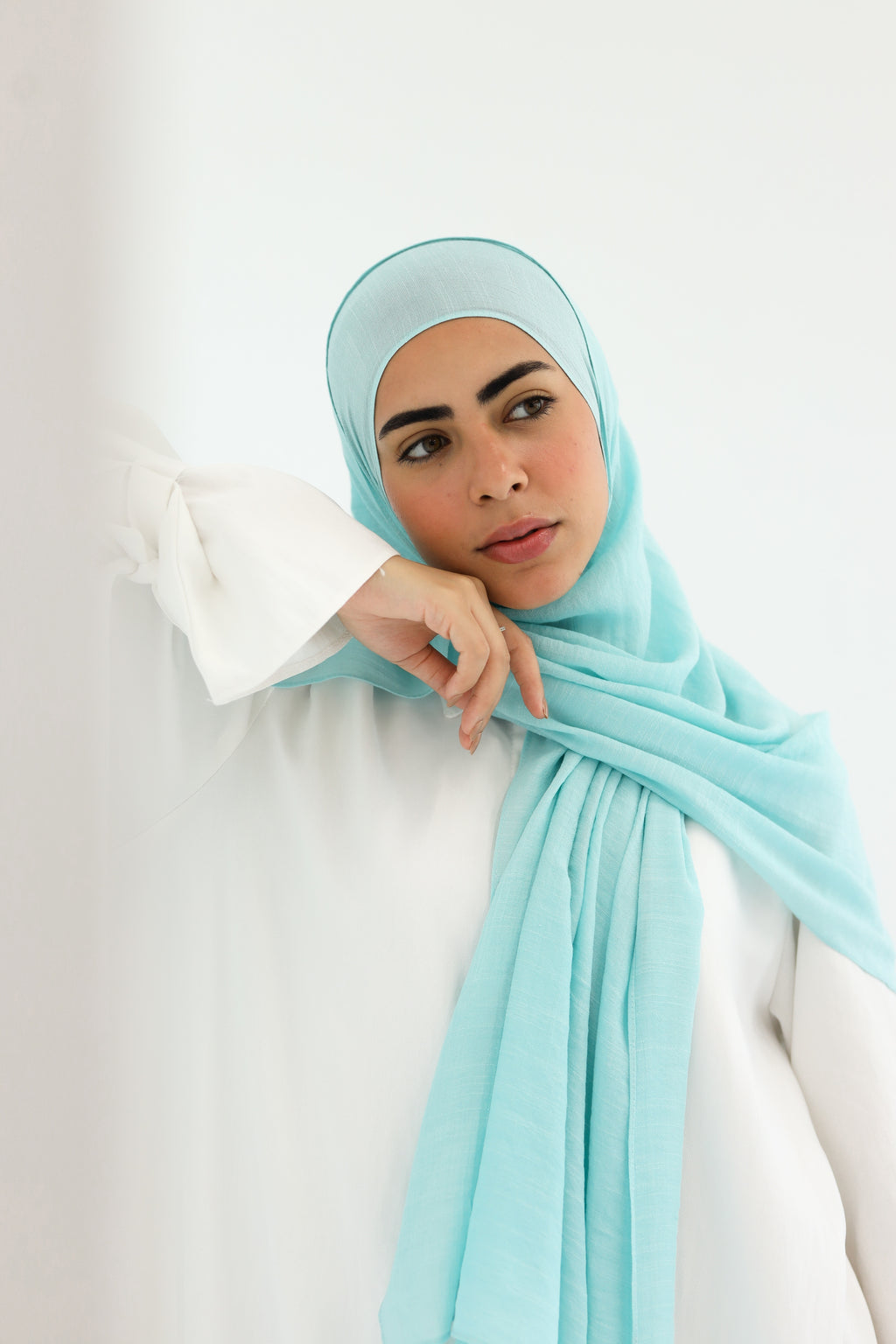 Light turquoise Linen scarf