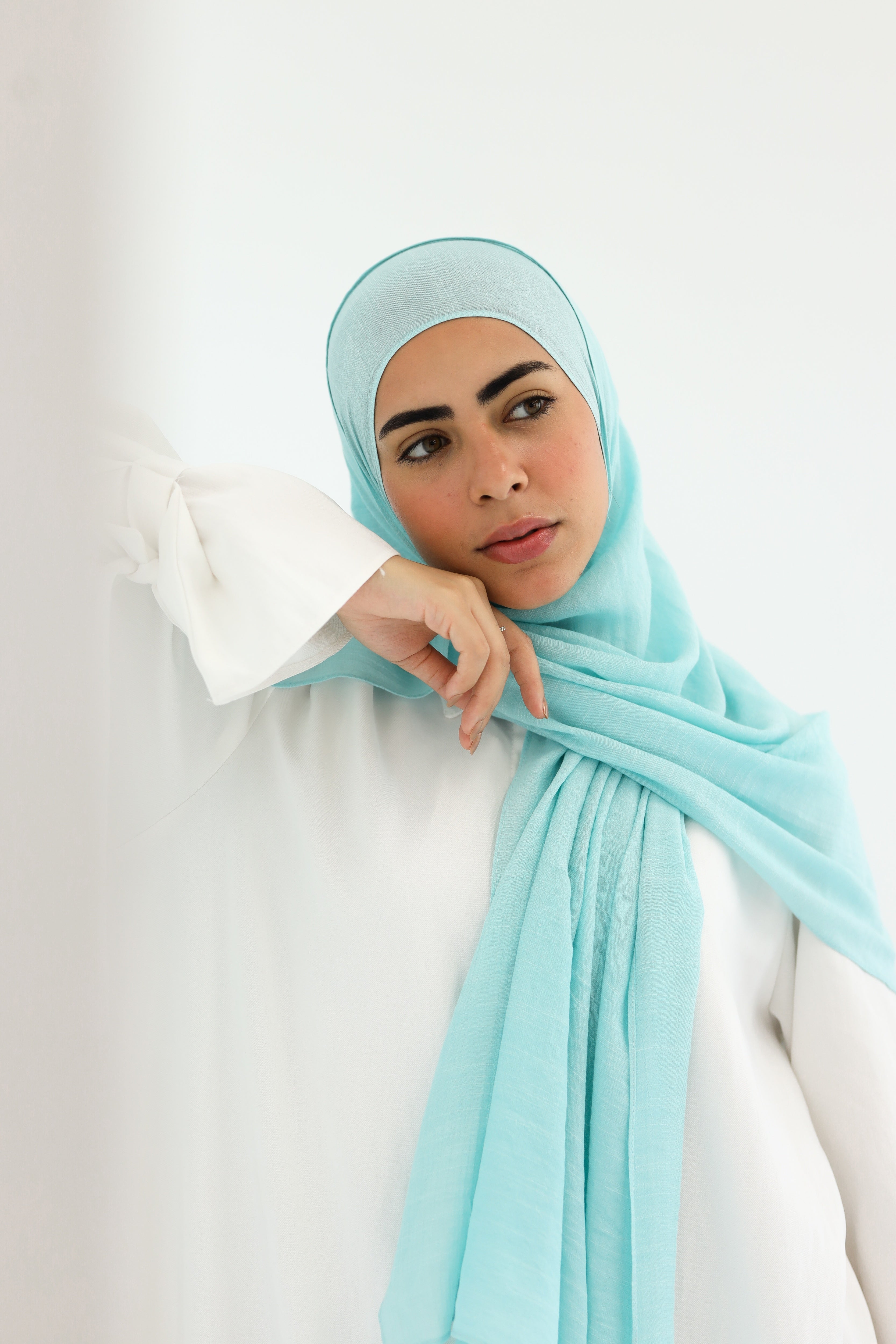 Light turquoise Linen scarf