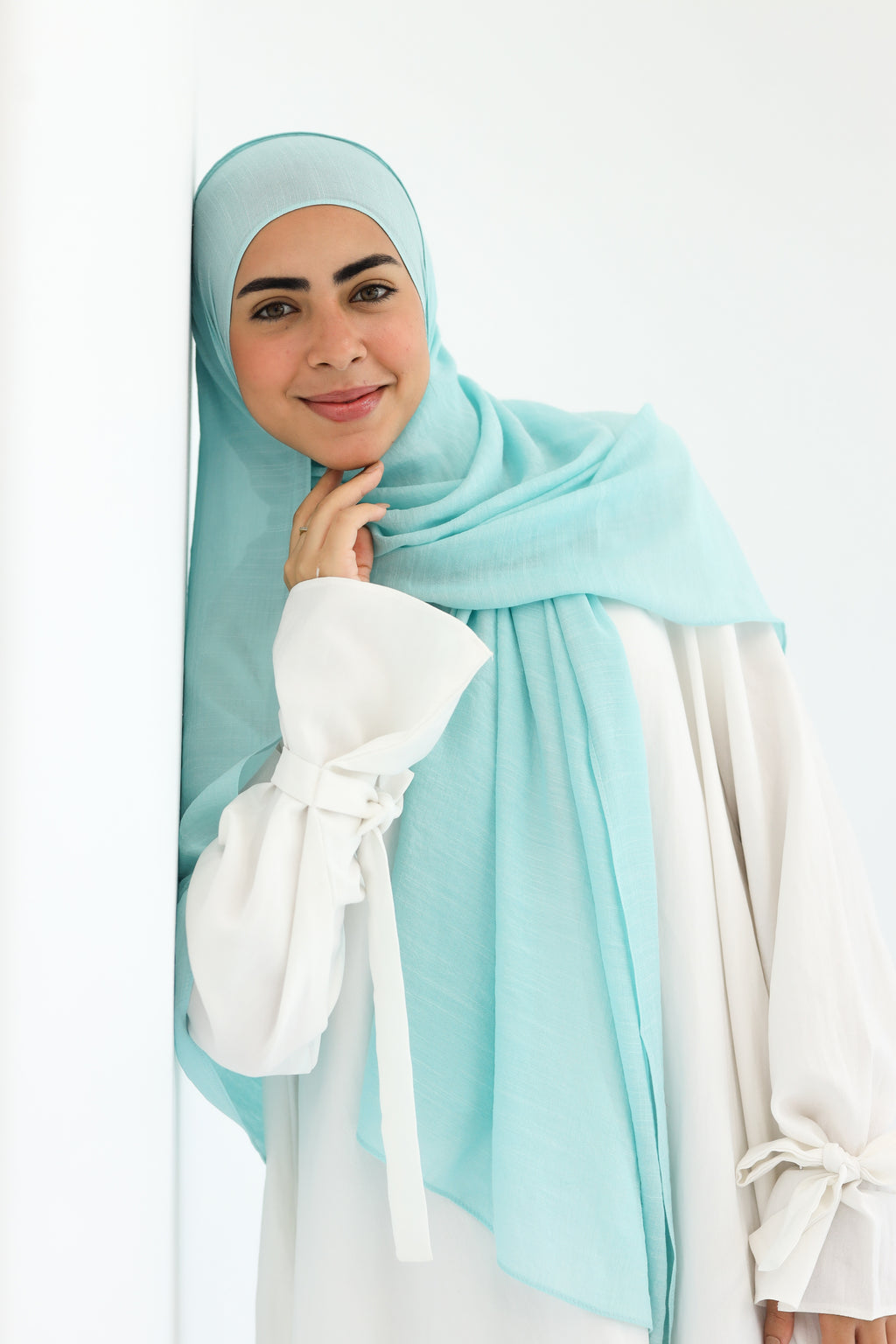 Light turquoise Linen scarf