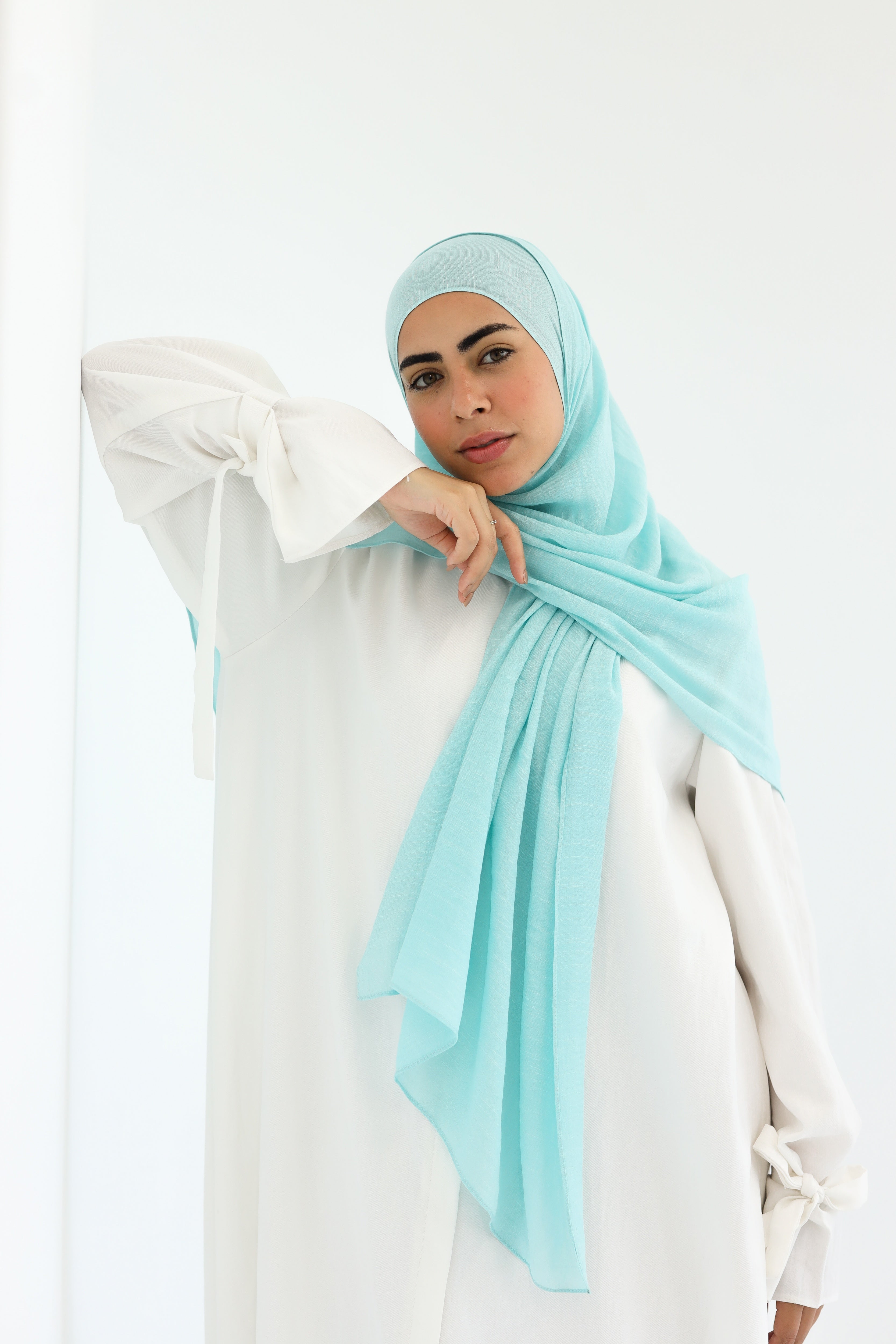 Light turquoise Linen scarf