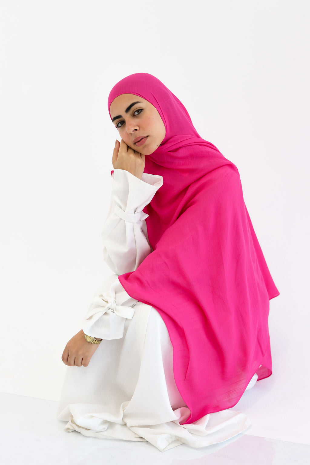 Fuchsia Linen Scarf