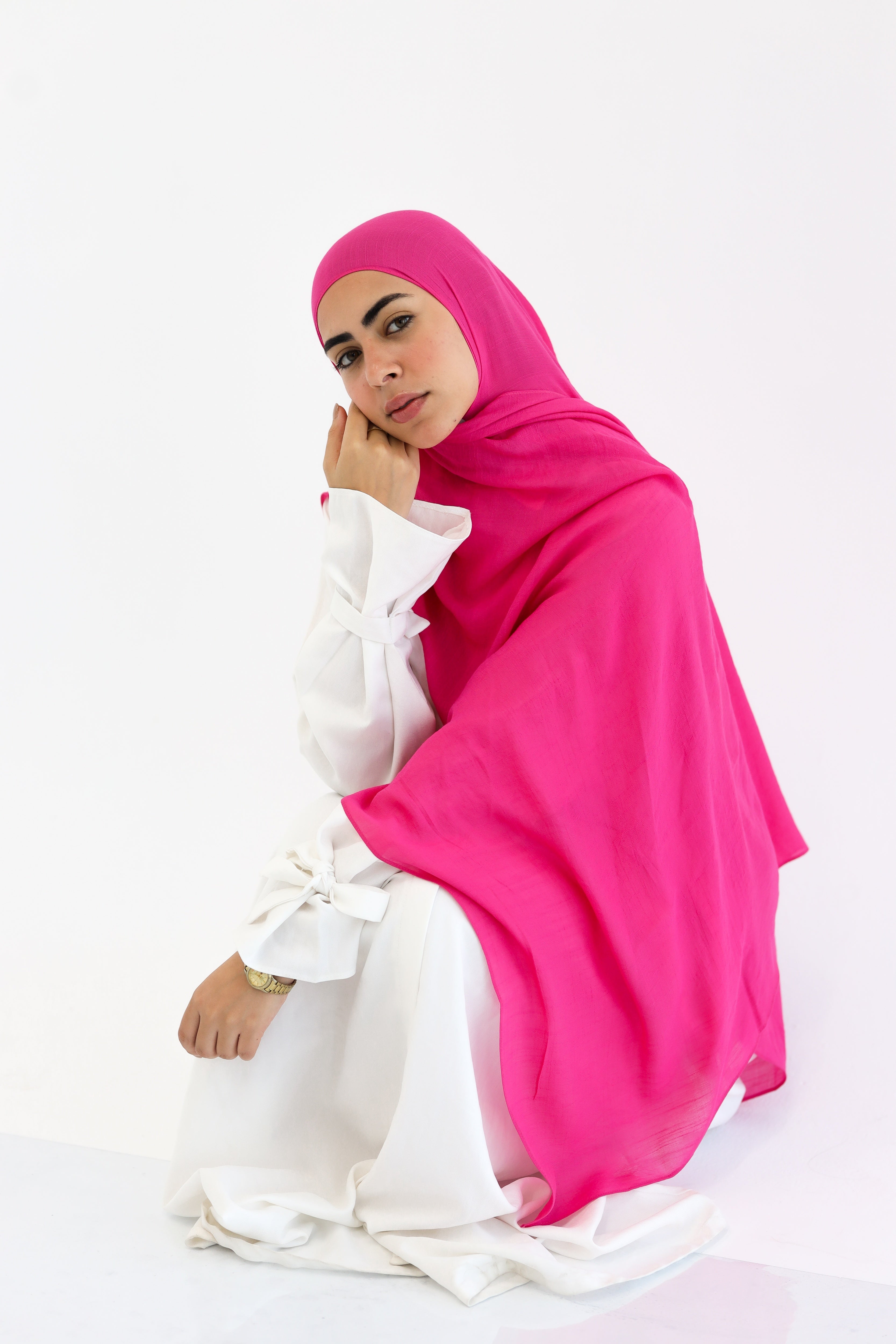 Fuchsia Linen Scarf